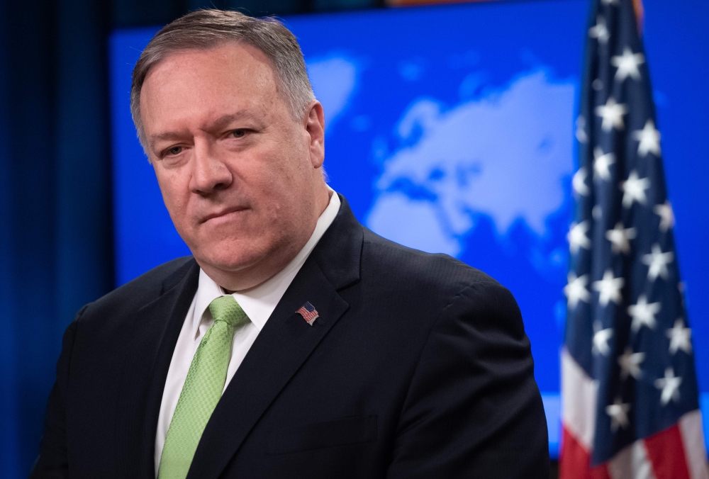 FILE PHOTO: US Secretary of State Mike Pompeo holds a press conference at the State Department in Washington, DC.  AFP / SAUL LOEB