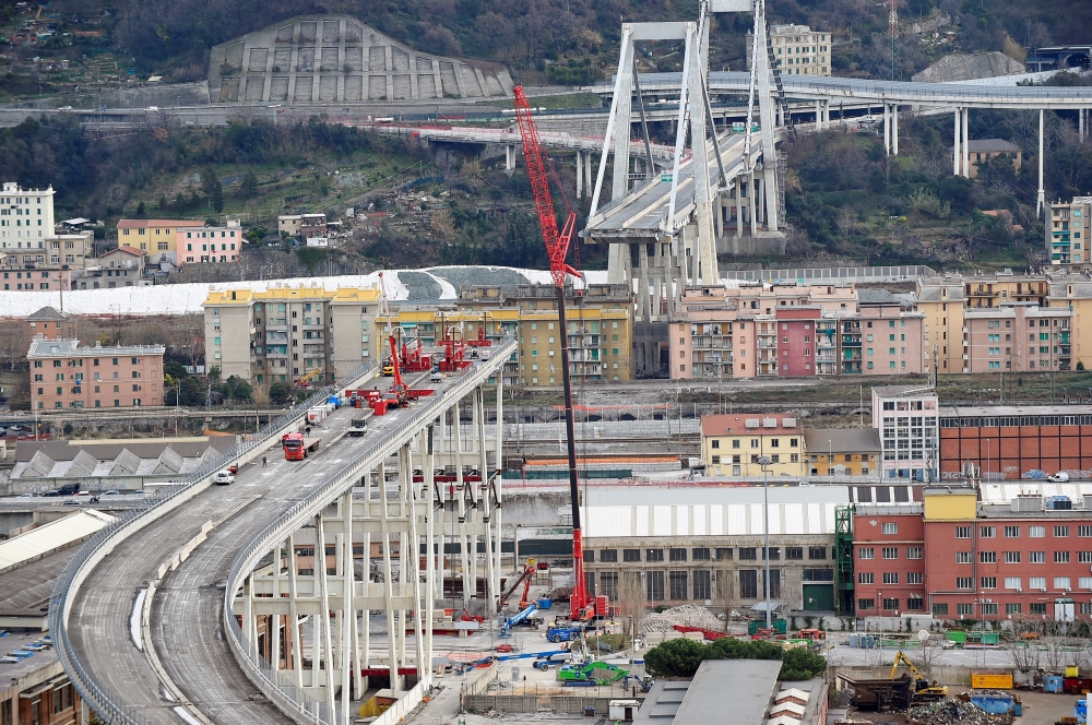 A general view of the collapsed Morandi Bridge in the port city of Genoa, Italy, February 7, 2019. Reuters / Massimo Pinca