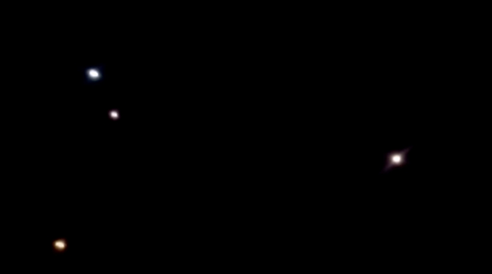 What is said to be missiles are seen in the night sky, after Iran fired missiles on at least two Iraqi air bases hosting U.S.-led coalition forces, in this still image taken from a video shot at an unknown location on January 8, 2020. Iran Press/Handout v