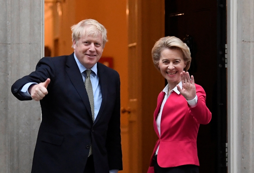 Britain's Prime Minister Boris Johnson meets European Commission President Ursula von der Leyen in London, Britain January 8, 2020. Reuters/Toby Melville
 
 