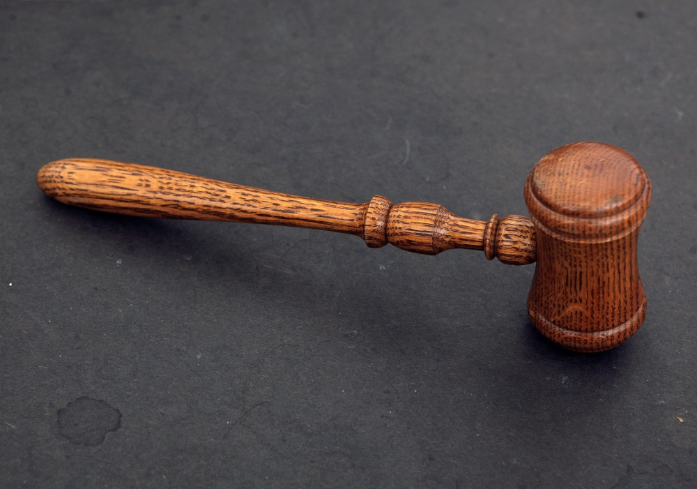 The judge's gavel is seen in court room 422 of the New York Supreme Court at 60 Centre Street February 3, 2012. Reuters/Chip East
 