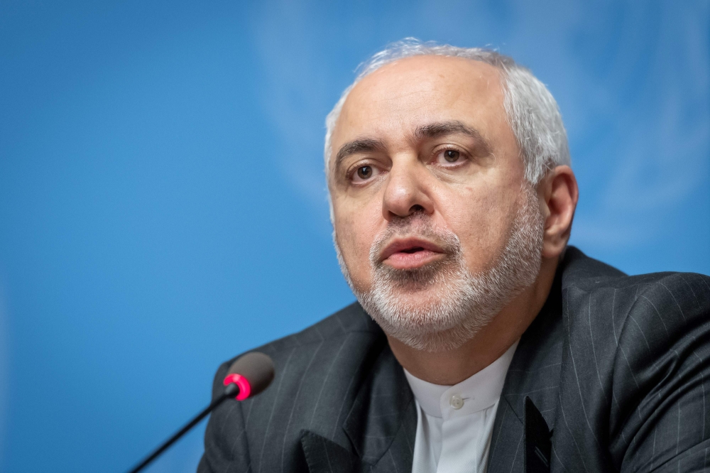 Iranian Foreign Minister Mohammad Javad Zarif gives a press conference at the United Nations Offices in Geneva on October 29, 2019. (AFP / FABRICE COFFRINI)
