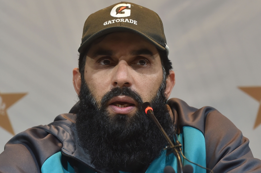 Pakistan's crikcet chief selector and head coach Misbah-ul-Haq addresses a press conference in Lahore on January 16, 2020. Pakistan recalled veterans Mohammad Hafeez and Shoaib Malik, but surprisingly dropped pacemen Mohammad Amir and Wahab Riaz from the 