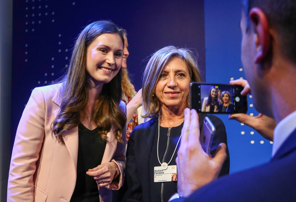 Finland's Prime Minister Sanna Marin poses for a picture after a session at the 50th World Economic Forum (WEF) annual meeting in Davos, Switzerland, January 22, 2020. Reuters/Denis Balibouse