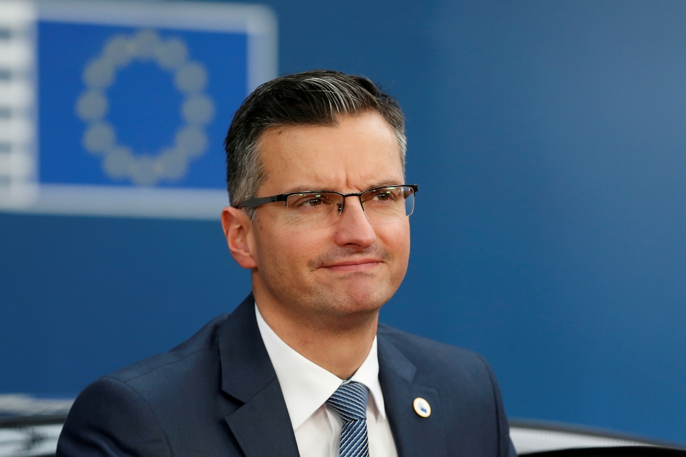Slovenia's Prime Minister Marjan Sarec arrives at the European Union leaders summit, in Brussels, Belgium October 17, 2019. Julien Warnand/Pool via REUTERS/File Photo