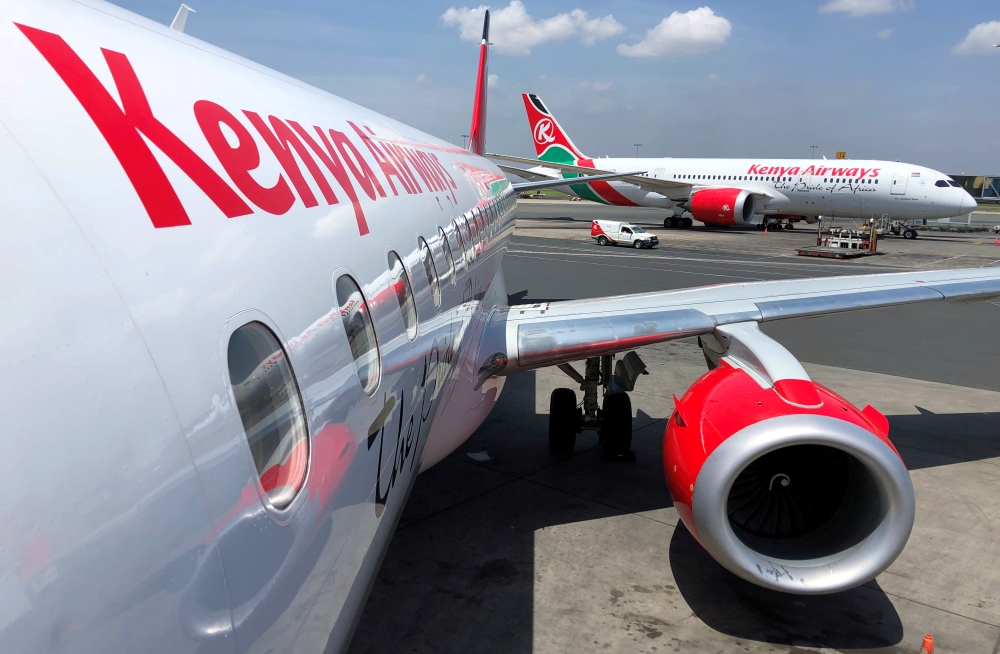 Kenya Airways planes are seen parked at the Jomo Kenyatta International Airport near Nairobi, Kenya November 6, 2019. REUTERS/Thomas Mukoya/File Photo