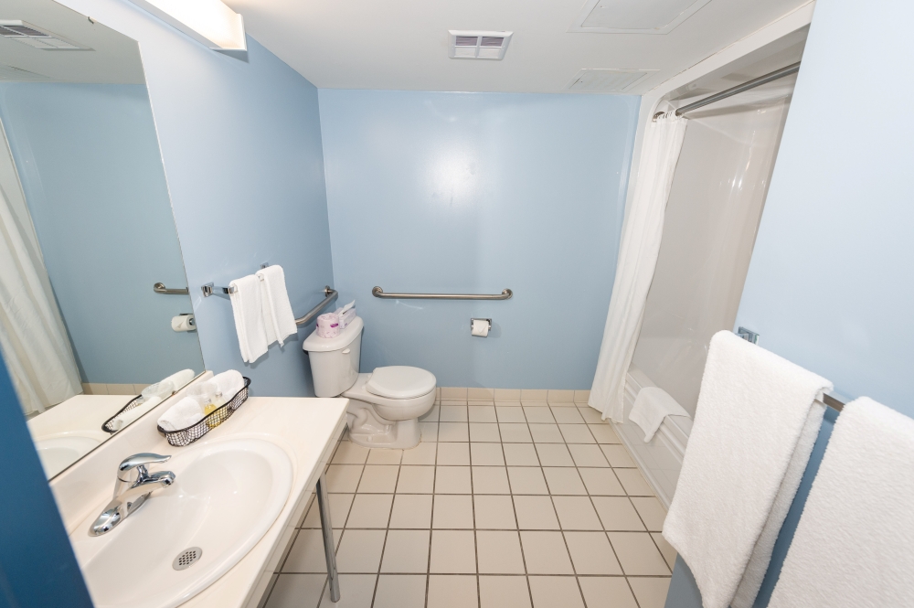 A bathroom in temporary housing for Canadians evacuated after the outbreak of novel Coronavirus is seen at the Yukon Lodge in Canadian Forces Base (CFB) Trenton, Ontario, Canada February 2, 2020. MCpl Jennifer Kusche, 8 Wing Imaging Trenton/Canadian Force