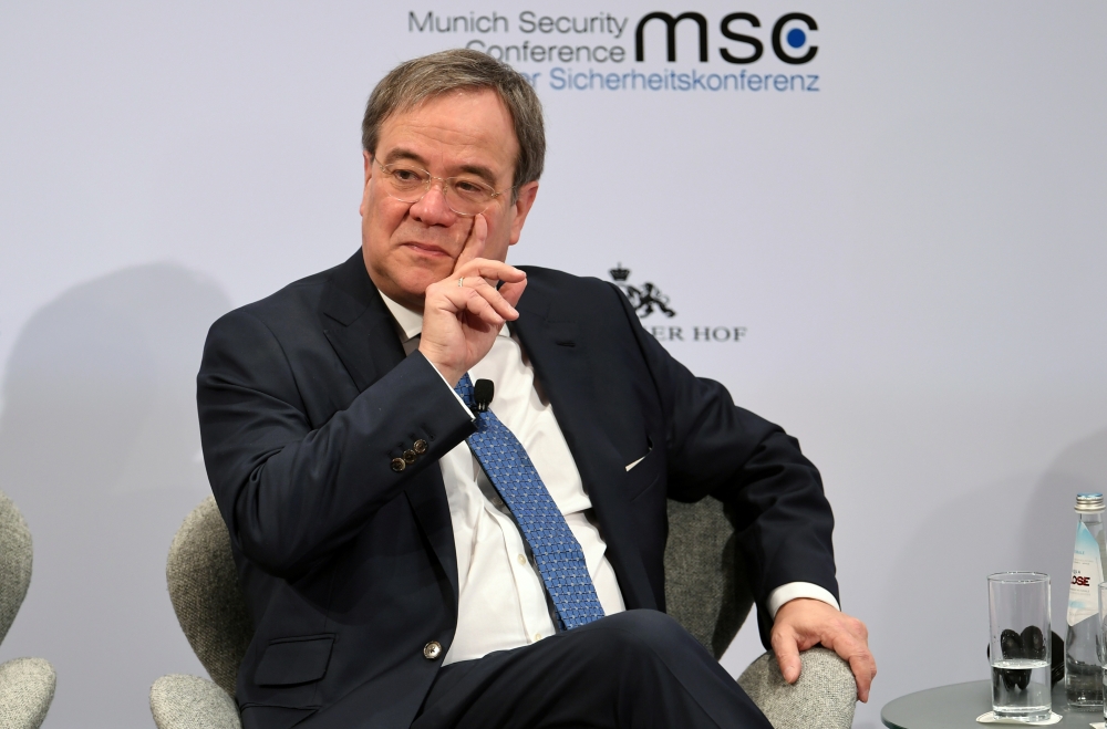 State Premier of Germany's North-Rhine Westphalia Armin Laschet listens during a panel discussion at the annual Munich Security Conference in Germany February 16, 2020. REUTERS/Andreas Gebert