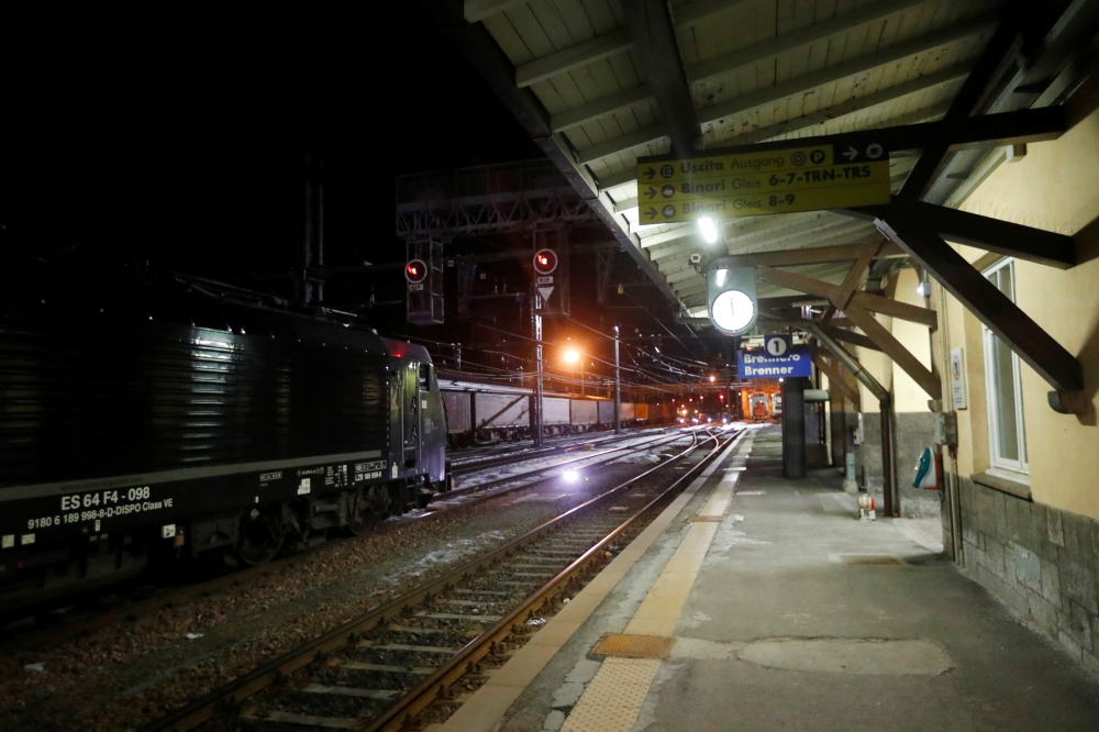  A train is seen at the Brennero-Brenner train station in Italy, February 23, 2020. REUTERS/Leonhard Foeger 