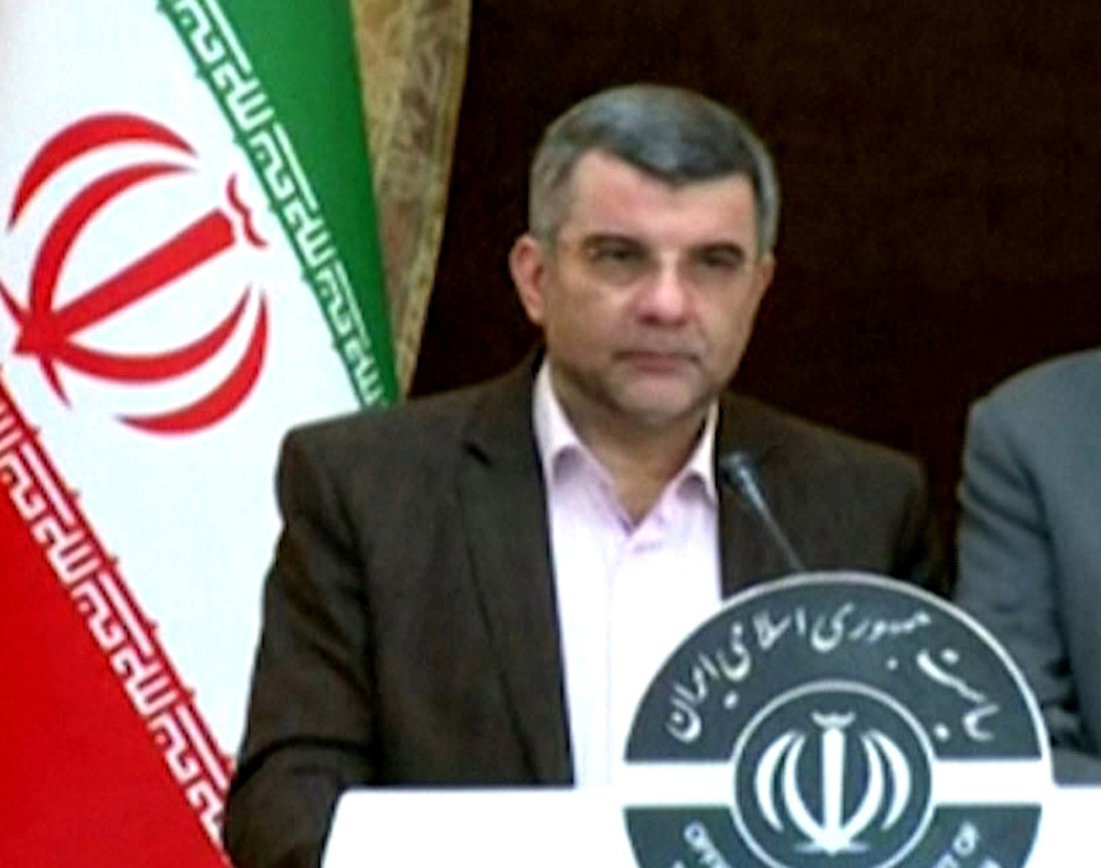 An image grab from footage obtained from the state-run Iran Press news agency on February 24, 2020, shows Iran's deputy health minister Iraj Harirchi speaking during a press conference in Tehran.