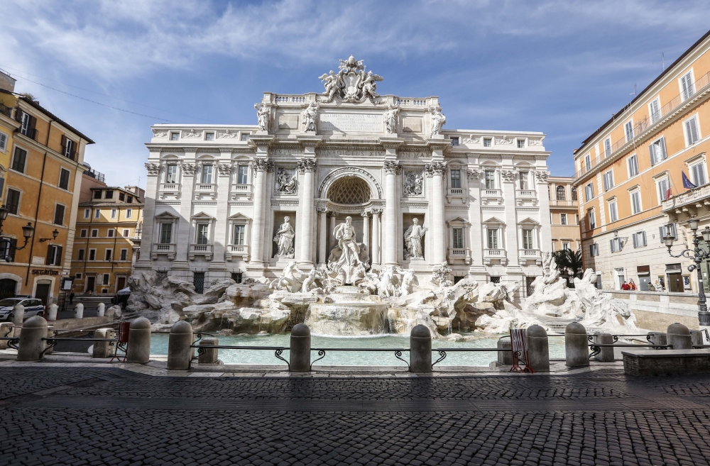 ROME, ITALY, MARCH 12: A general view of Trevi Fountain unusually desert, in downtown Rome, Italy, on March 12, 2020.  ( Riccardo De Luca - Anadolu Agency )
