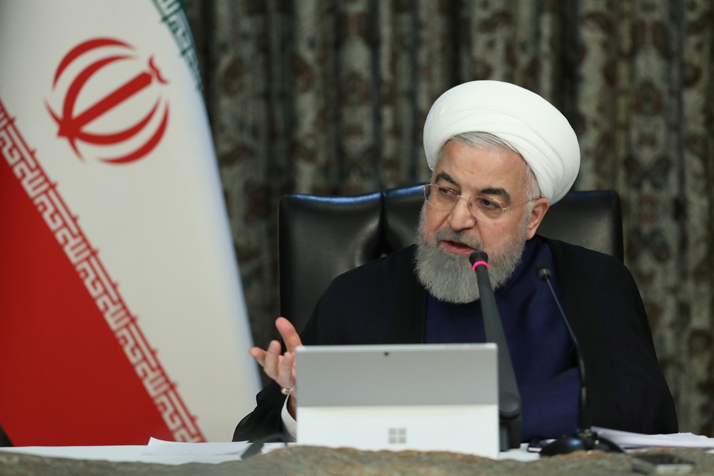 Iranian President Hassan Rouhani speaks during a meeting of the Iranian government task force on the coronavirus, in Tehran, Iran, March 21, 2020. Official Presidential website/Handout via REUTERS