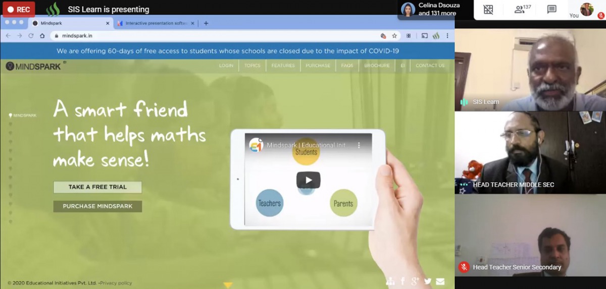Shantiniketan Indian School teachers attend an online discussion on 'effective methodology for remote teaching'.