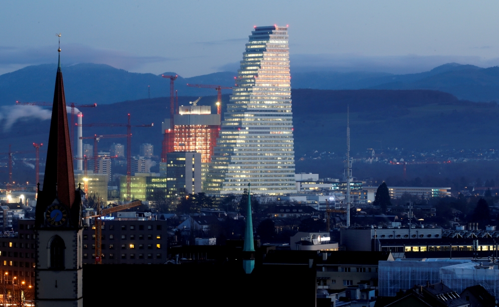 FILE PHOTO: The headquarters of Swiss drugmaker Roche are seen in Basel, Switzerland January 30, 2020. REUTERS/Arnd Wiegmann/File Photo