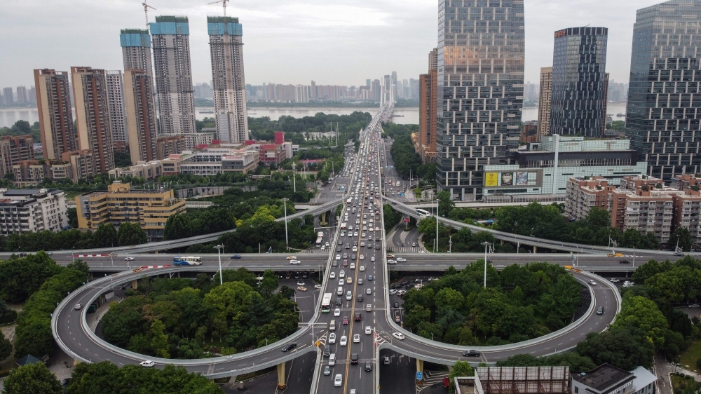 An aerial view shows streets in Wuhan, in China’s central Hubei province on May 21, 2020. China has largely brought the coronavirus under control within its borders since the outbreak first emerged in the city of Wuhan late last year. (AFP / Hector RETAMA