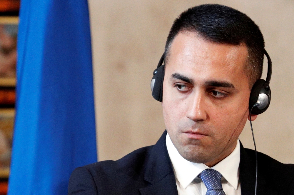 Italian Foreign Minister Luigi Di Maio looks on during a news conference after bilateral talks between Italy and Russia at Villa Madama in Rome, Italy February 18, 2020. REUTERS/Guglielmo Mangiapane/File Photo