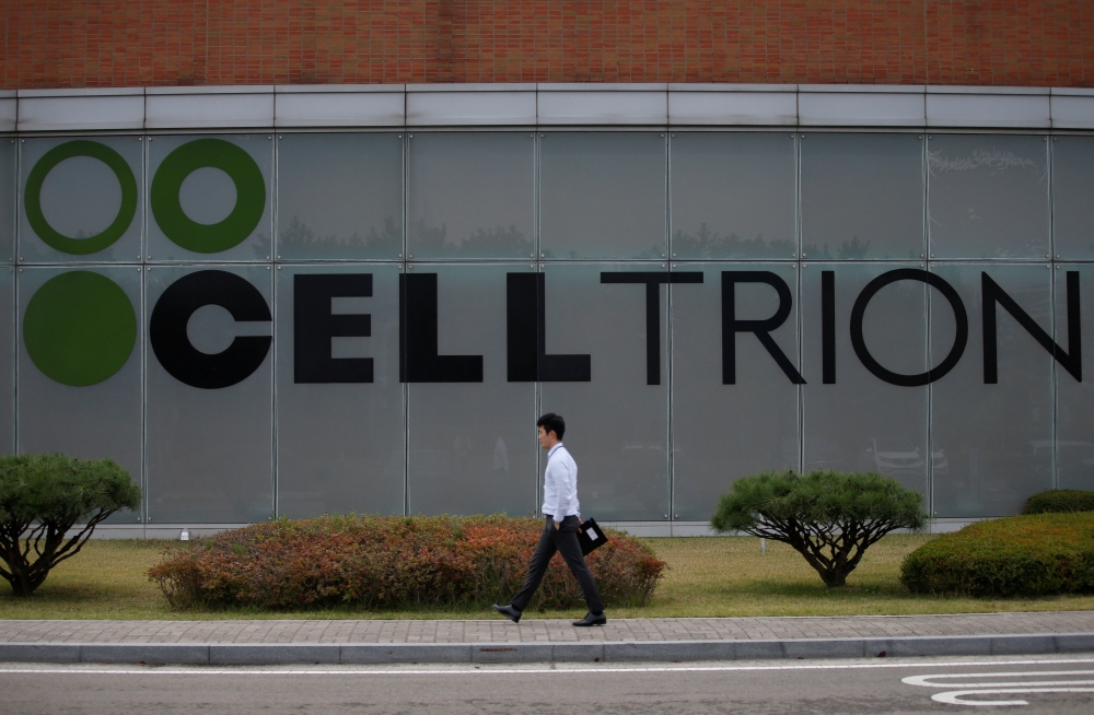 FILE PHOTO: The logo of Celltrion is seen at the company's headquarters in Incheon, South Korea, Oct, 28, 2016. REUTERS/Kim Hong-Ji/File Photo
 