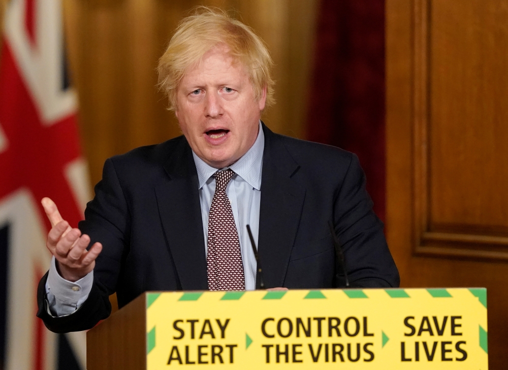 Britain's Prime Minister Boris Johnson speaks during a daily briefing to update on the coronavirus disease (COVID-19) outbreak, at 10 Downing Street in London, Britain June 3, 2020. Andrew Parsons/10 Downing Street/Handout via REUTERS 