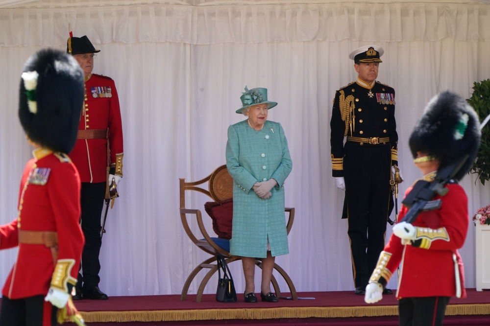 Britain's Queen Elizabeth attends a ceremony to mark her official birthday at Windsor Castle in Windsor, Britain, June 13, 2020. Paul Edwards/Pool via REUTERS