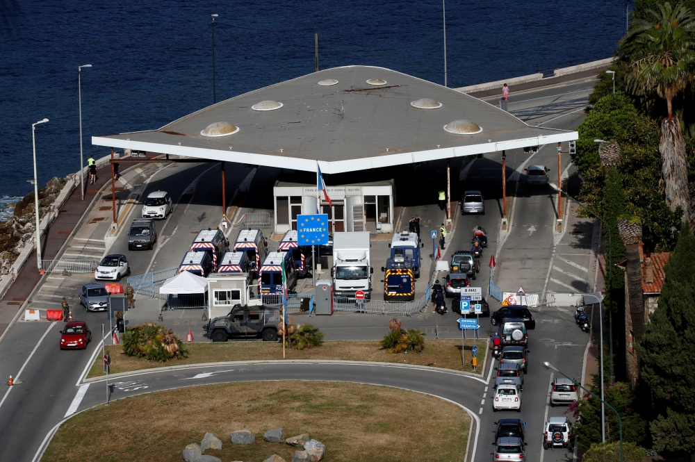A view of the border check point Saint-Ludovic at the Franco-Italian border, after France reopened its border to Italians as the coronavirus disease (COVID-19) travel restrictions across Europe are gradually eased, in Menton, France, June 15, 2020. REUTER
