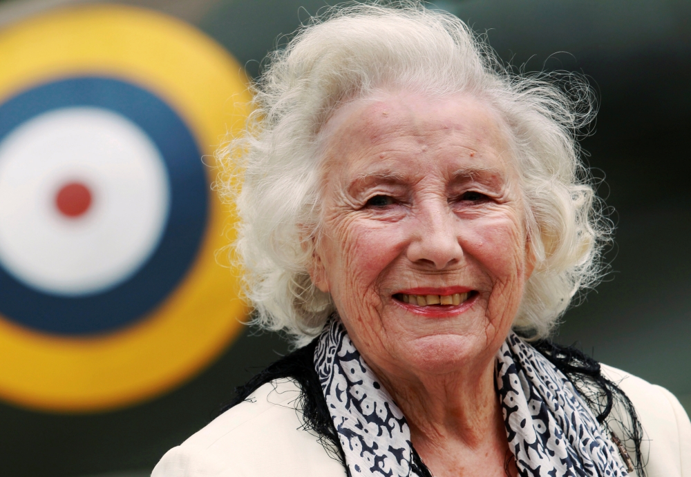 Second World War British Forces Sweetheart Vera Lynn attends the Battle of Britain commemoration outside the Churchill War Rooms in London, Britain August 20, 2010. REUTERS/Luke MacGregor/File Photo