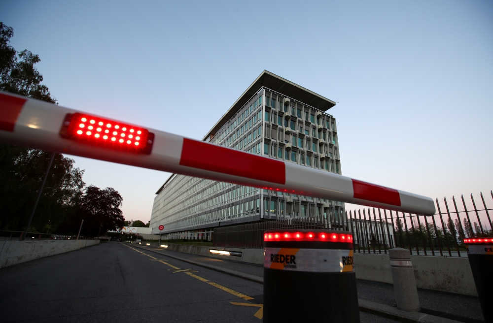 The headquarters of the World Health Organization (WHO) are pictured during the World Health Assembly (WHA) following the outbreak of the coronavirus disease (COVID-19) in Geneva, Switzerland, May 18, 2020. REUTERS/Denis Balibouse