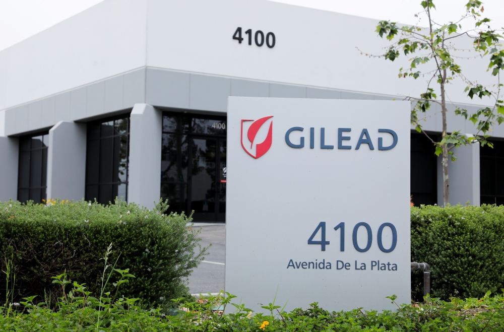 Gilead Sciences Inc pharmaceutical company is seen after they announced a Phase 3 Trial of the investigational antiviral drug Remdesivir in patients with severe coronavirus disease (COVID-19), during the outbreak of the coronavirus disease (COVID-19), in 
