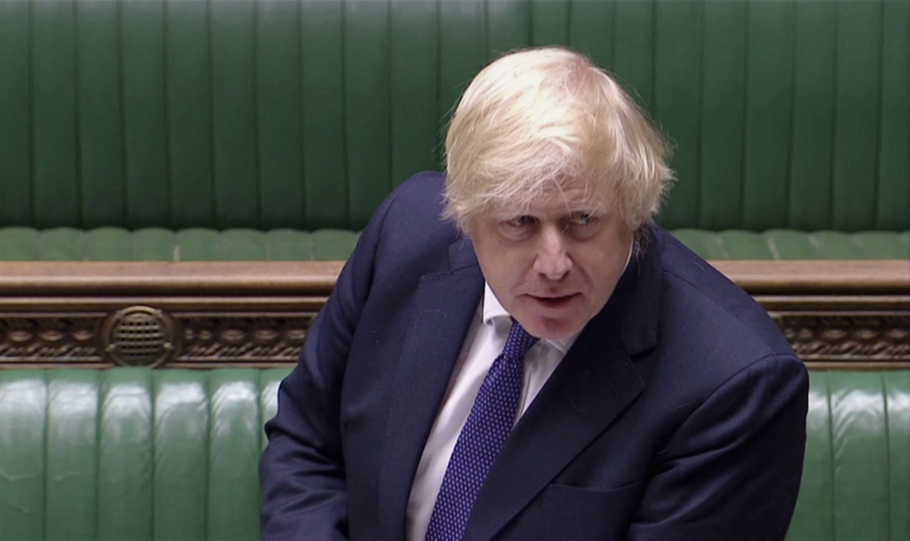 Britain's Prime Minister Boris Johnson speaks during the weekly question time debate in Parliament in London, Britain July 1, 2020, in this screen grab taken from video. Parliament TV/Reuters TV via REUTERS