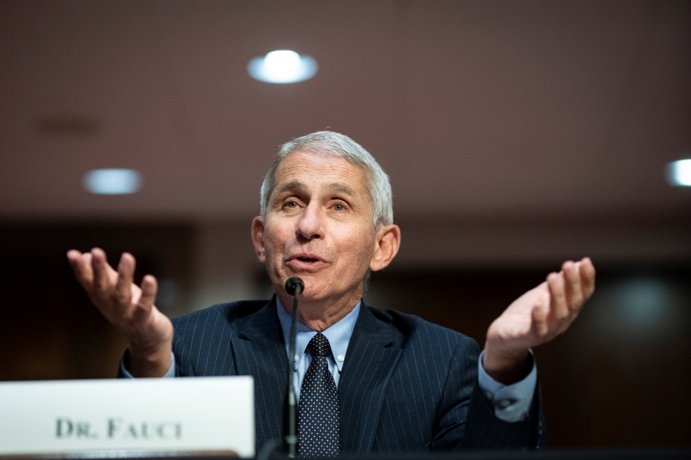 Anthony Fauci, director of the National Institute of Allergy and Infectious Diseases, speaks during a Senate Health, Education, Labor and Pensions Committee hearing on efforts to get back to work and school during the coronavirus disease (COVID-19) outbre