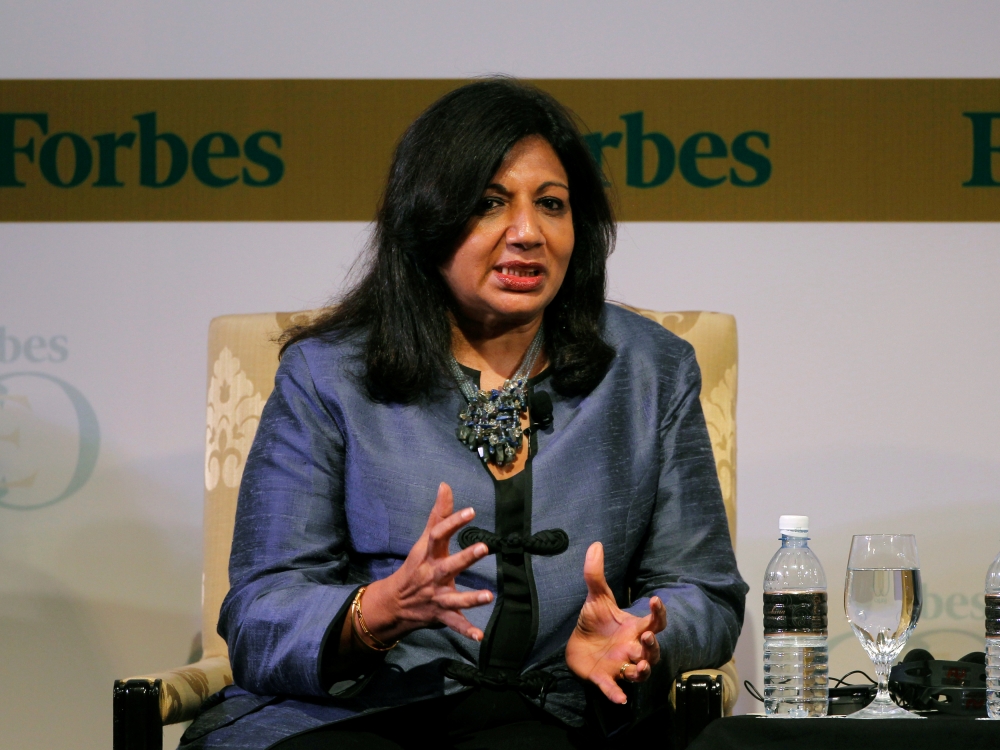 India's Biocon Ltd Chairman and Managing Director Kiran Mazumdar-Shaw speaks during the Forbes Global CEO Conference in Kuala Lumpur September 13, 2011. REUTERS/Bazuki Muhammad/File Photo