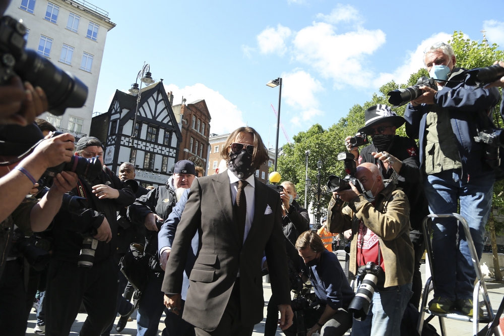 LONDON, ENGLAND - JULY 10: Johnny Depp arrives at the Royal Courts of Justice, Strand, in London, United Kingdom on July 10, 2020. The Hollywood actor is taking News Group Newspapers, publishers of The Sun, to court over allegations that he was violent to