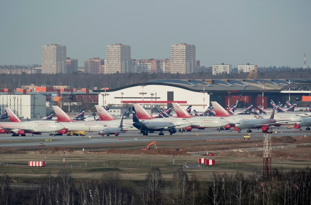 FILE PHOTO: Planes of Aeroflot and Rossiya Airlines are seen parked at Sheremetyevo International Airport, as the spread of the coronavirus disease (COVID-19) continues, outside Moscow, Russia April 8, 2020 REUTERS/Tatyana Makeyeva/File Photo