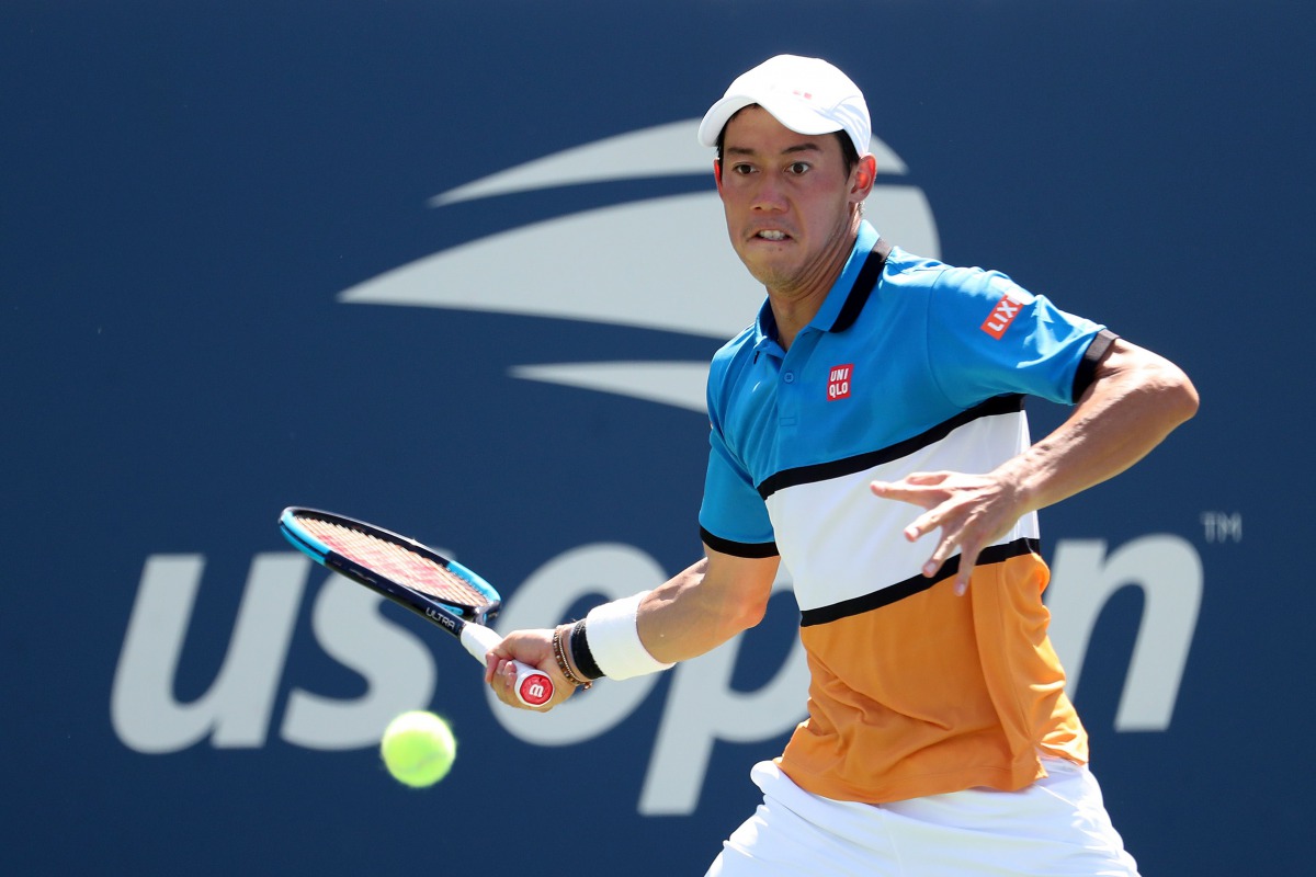 (FILES) In this file photo Kei Nishikori of Japan reacts during his Men's Singles third round match Alex de Minaur of Australia on day five of the 2019 US Open at the USTA Billie Jean King National Tennis Center on August 30, 2019 in Queens borough of New
