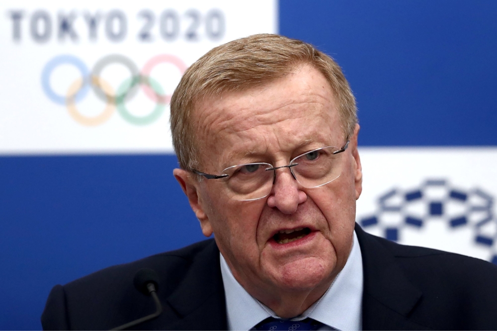 This file photo taken on November 1, 2019 shows chairman of the Tokyo 2020 Olympic Games coordination committee John Coates speaking at a joint press conference of the International Olympic Committee (IOC) and Tokyo 2020 organisation committee in Tokyo. T