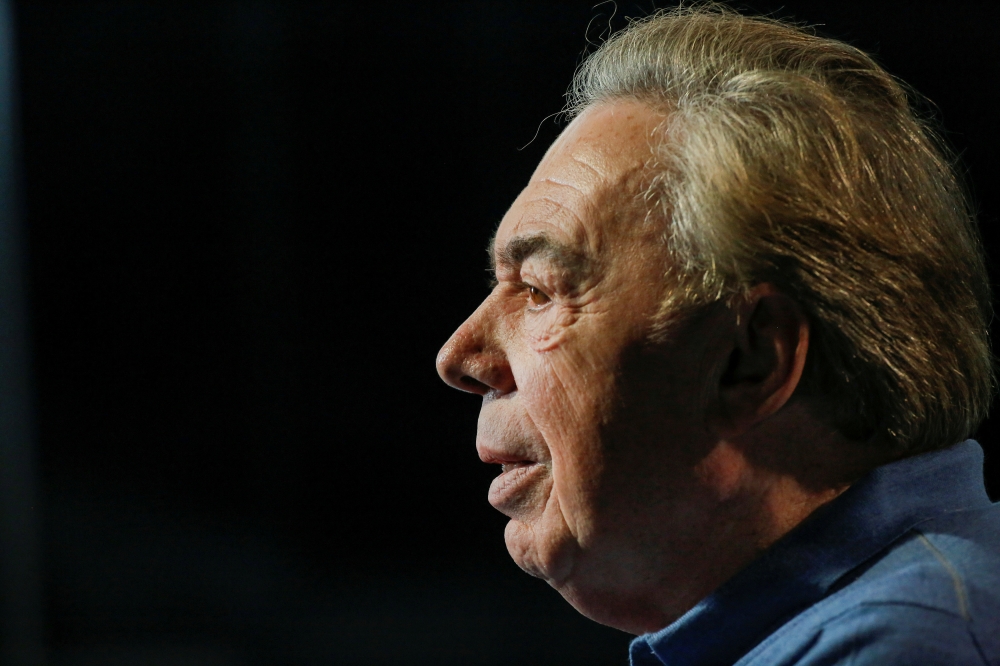Composer Andrew Lloyd Webber speaks during an interview with Reuters in New York, U.S., March 5, 2018. REUTERS/Eduardo Munoz/File Photo