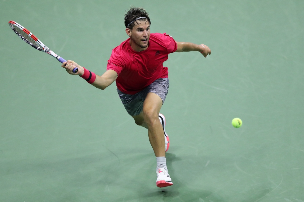 Dominic Thiem of Austria returns a volley during his Men’s Singles quarter-finals match against Alex de Minaur of Australia on Day Ten of the 2020 US Open at the USTA Billie Jean King National Tennis Center on September 9, 2020 in the Queens borough of Ne