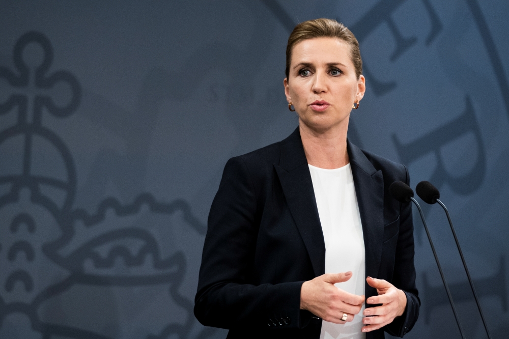 Denmark's Prime Minister Mette Frederiksen speaks at a COVID-19 news conference in Copenhagen, Denmark September 18, 2020. Ritzau Scanpix/Martin Sylvest via REUTERS