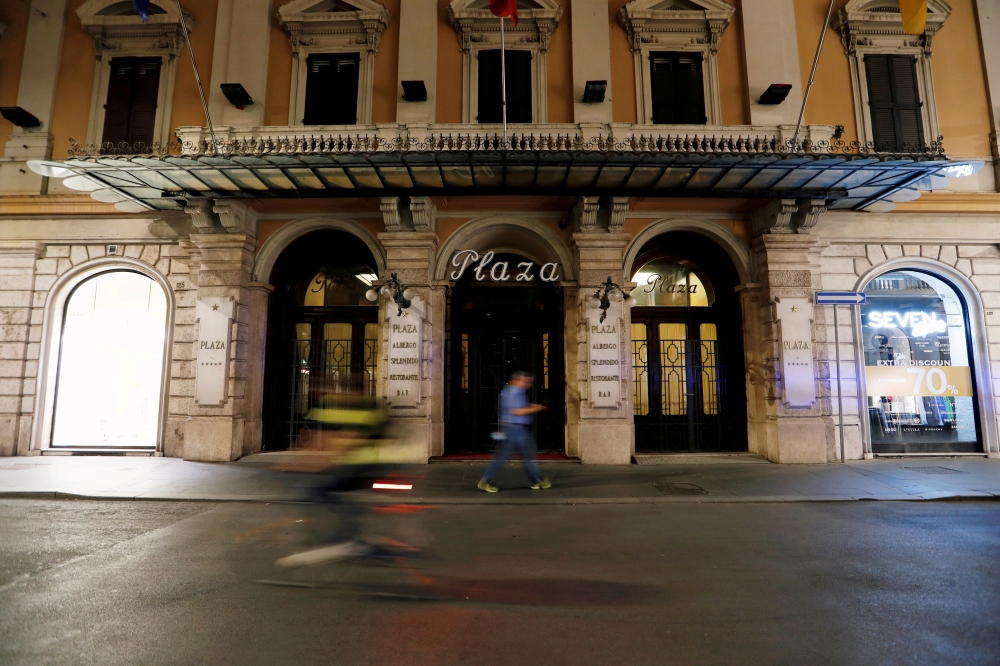 Five-star Grand Hotel Plaza remains closed due to a lack of tourists visiting Rome since the coronavirus disease (COVID-19) outbreak, in Rome, Italy, July 7, 2020. REUTERS/Remo Casilli/File Photo