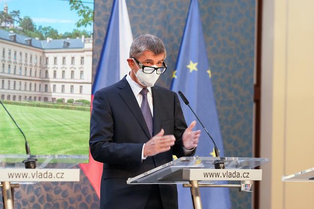 Czech Prime Minister Andrej Babis attends a news conference at the government headquarters as the spread of the coronavirus disease (COVID-19) continues in Prague, Czech Republic, September 21, 2020. Office of the Government of the Czech Republic/Handout 