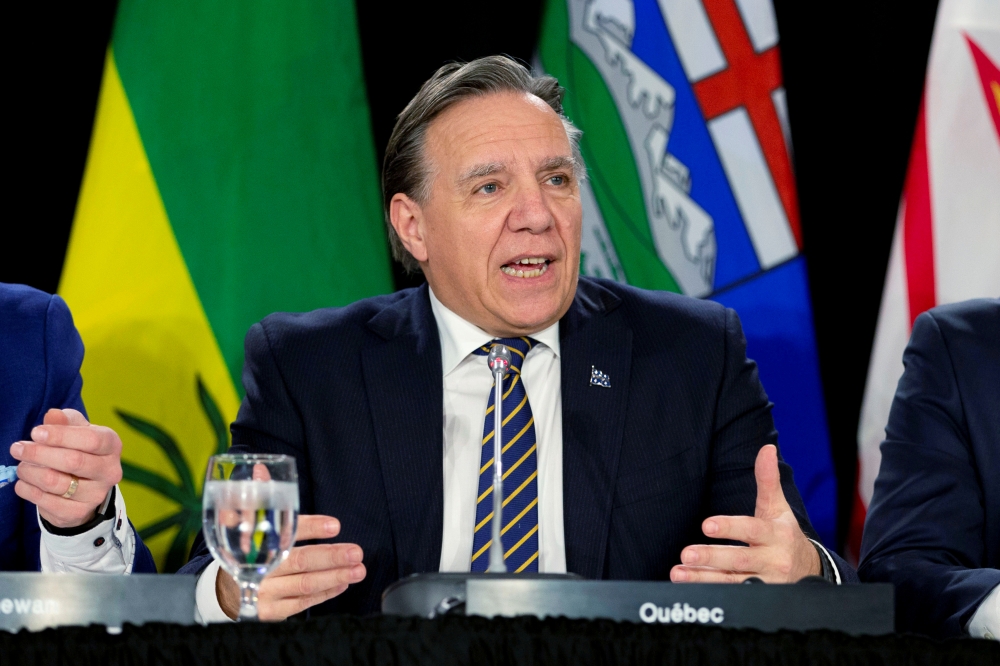 Quebec Premier Francois Legault is pictured during a news conference in Toronto, Ontario, Canada December 2, 2019. REUTERS/Carlos Osorio/File Photo