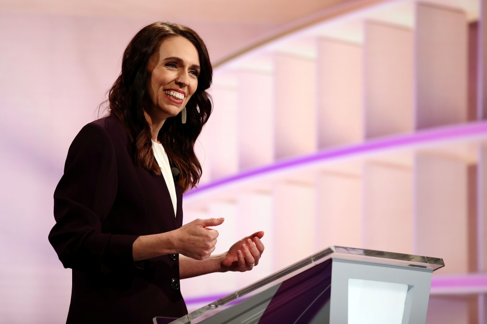 New Zealand Prime Minister Jacinda Ardern participates in a televised debate with National leader Judith Collins at TVNZ in Auckland, New Zealand, September 22, 2020. Fiona Goodall/Pool via REUTERS/File Photo