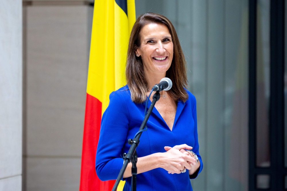 In this file photo taken on October 01, 2020 shows newly appointed Foreign Affairs Minister Sophie Wilmes is seen during the handover ceremony at the ministry in Brussels. Belgian Foreign Minister Sophie Wilmes, who was caretaker prime minister during the