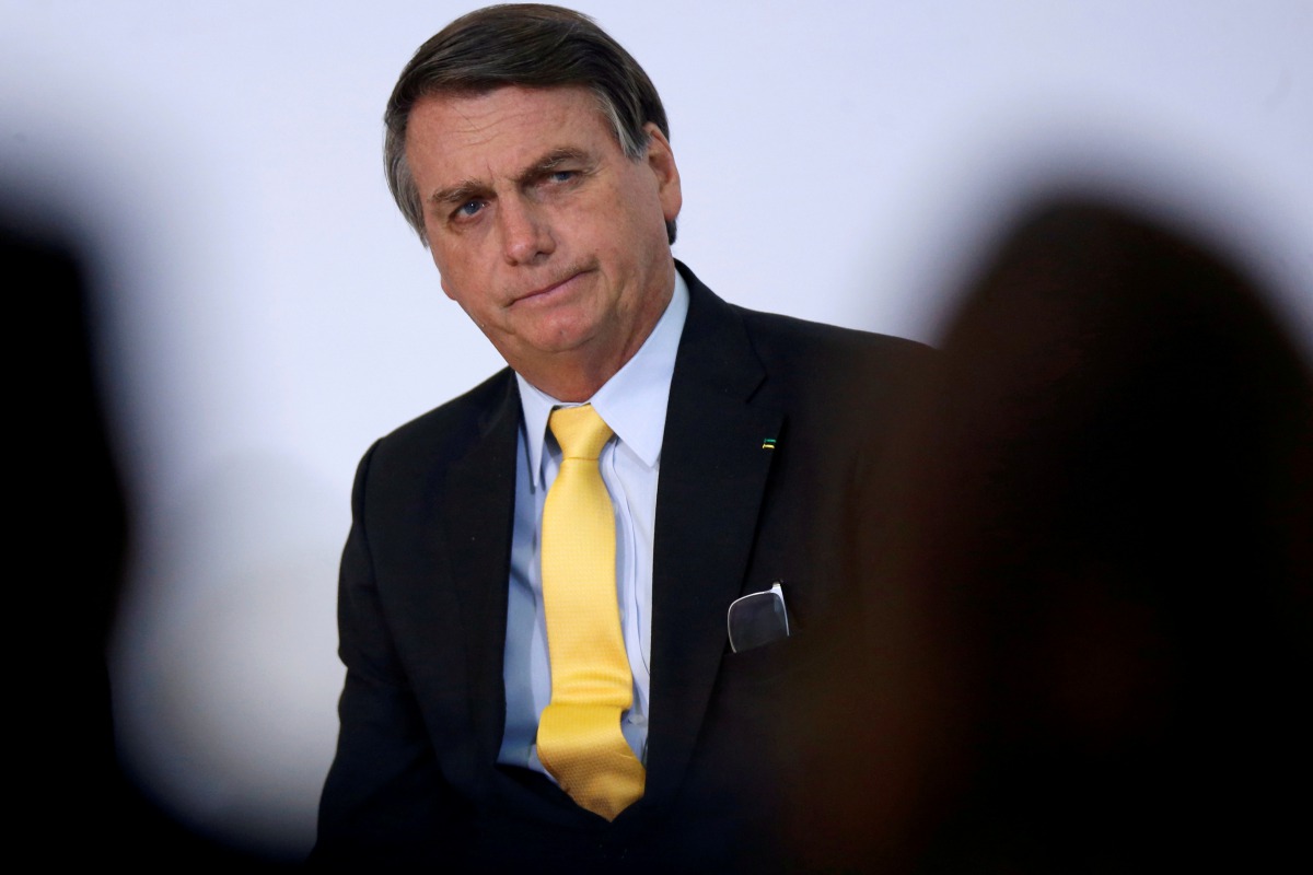 FILE PHOTO: Brazil's President Jair BOLSONARO looks on during the COVID-19 Clinical Study Result Announcement Ceremony at the Planalto Palace in Brasilia, Brazil, October 19, 2020. REUTERS/Adriano Machado/File Photo
