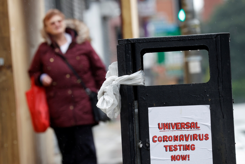 FILE PHOTO: A poster reading 