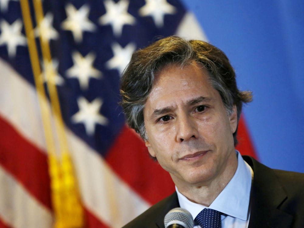 File photo: US Deputy Secretary of State Antony Blinken listens to journalists' questions during a news conference, at a hotel in Mexico City, April 30, 2015. Reuters/Henry Romero/File Photo