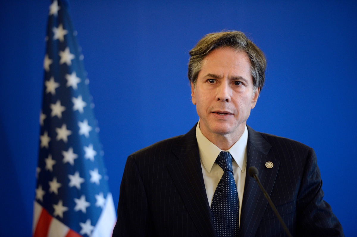 (FILES) In this file photo former US Deputy Secretary of State Antony J Blinken gives a joint press conference following a meeting with Foreign Affairs member of the anti-Islamic State coalition on June 2, 2015 in Paris. / AFP / STEPHANE DE SAKUTIN