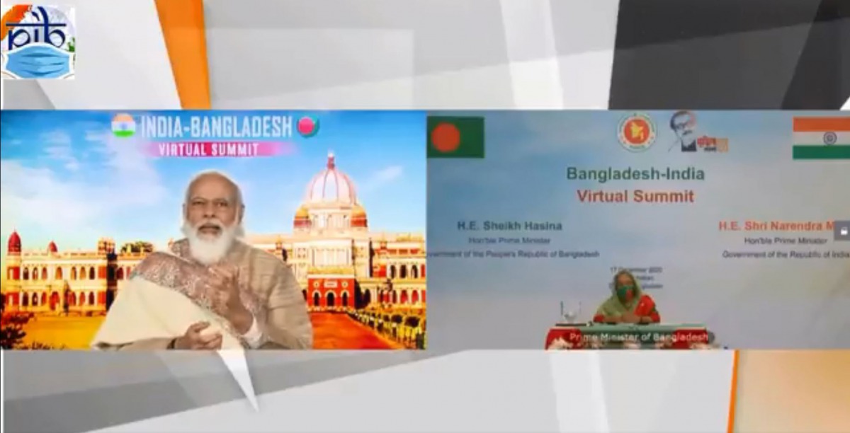 Indian and Bangladesh leaders jointly inaugurated a Bangabandhu-Bapu digital exhibition (Source: PIB/India)