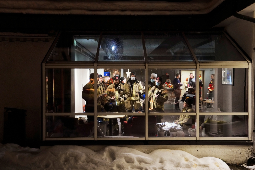 Rescue personnel are seen in Ask, Gjerdrum, Norway after a landslide swept away some buildings with people reported missing, January 2, 2021. Fredrik Hagen/NTB/via REUTERS