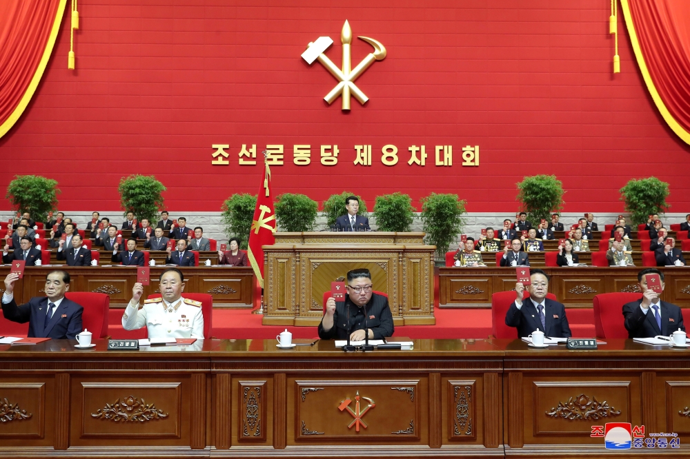 North Korean leader Kim Jong-Un attends the first day of the 8th Congress of the Workers' Party in Pyongyang, North Korea, in this photo supplied by North Korea's Central News Agency (KCNA) on January 6, 2021.