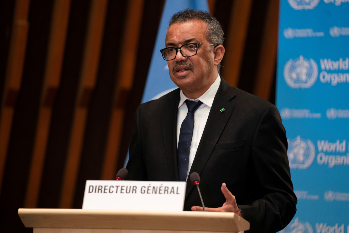 tedros Adhanom Ghebreyesus, Director General of the World Health Organization (WHO) speaks during the opening of the 148th session of the Executive Board on the coronavirus disease (COVID-19) outbreak in Geneva, Switzerland, January 18, 2021. Christopher 
